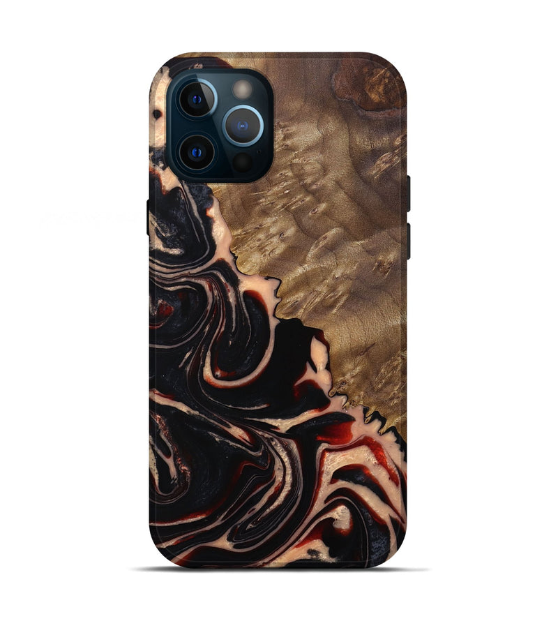 iPhone 12 Pro Wood+Resin Live Edge Phone Case - Paislee (Red, 683535)