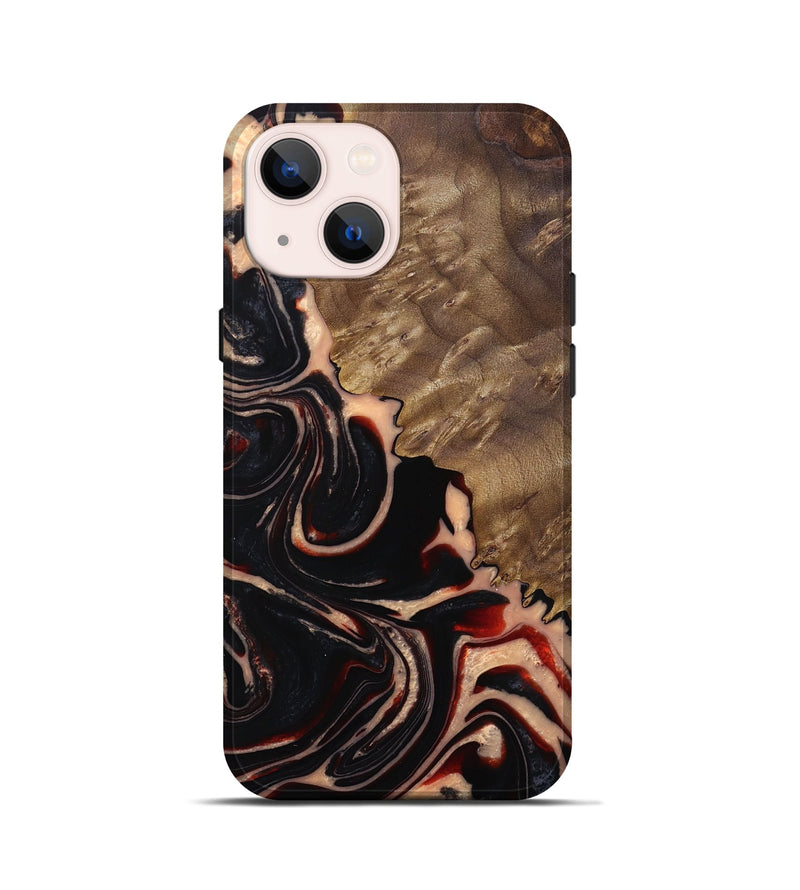 iPhone 13 mini Wood+Resin Live Edge Phone Case - Paislee (Red, 683535)