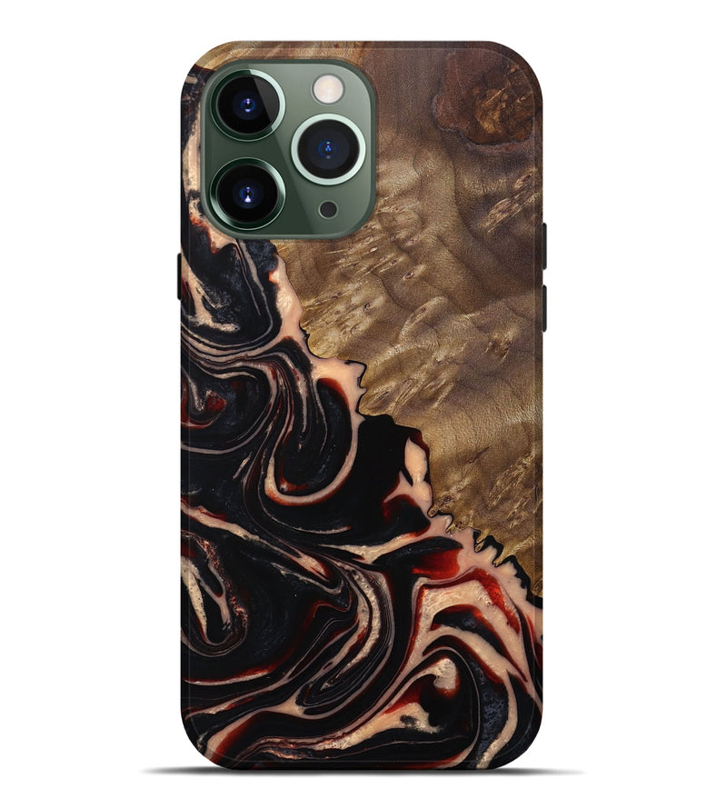 iPhone 13 Pro Max Wood+Resin Live Edge Phone Case - Paislee (Red, 683535)