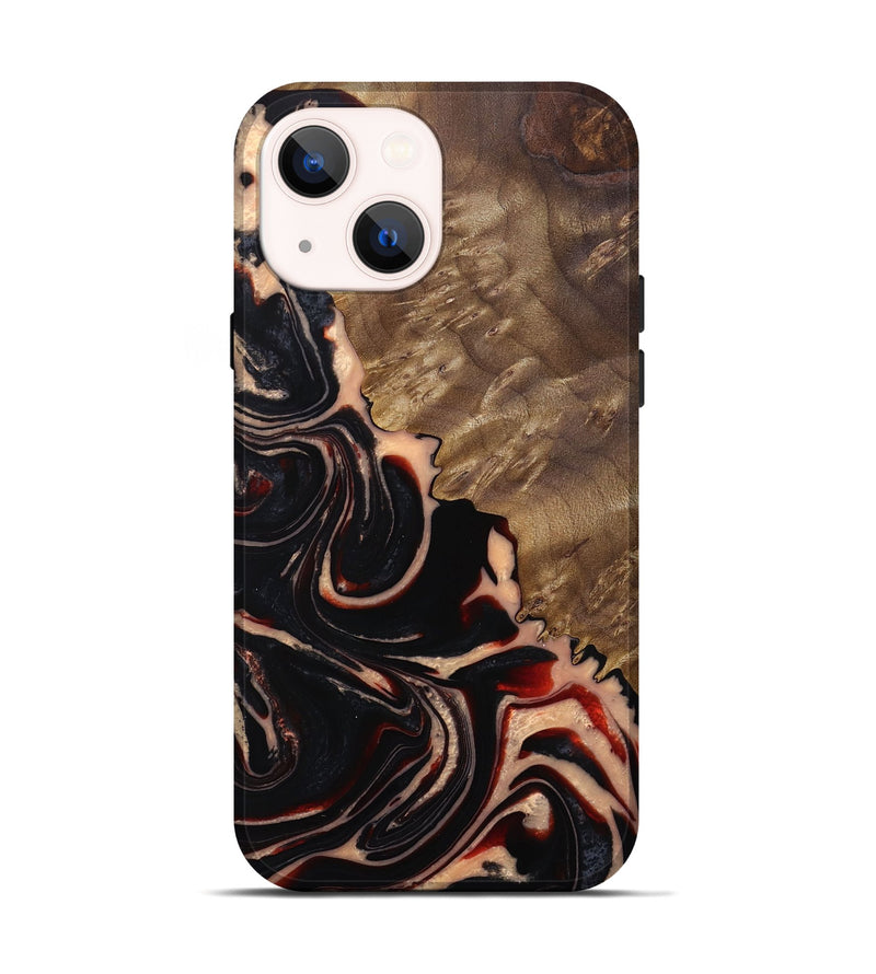 iPhone 14 Wood+Resin Live Edge Phone Case - Paislee (Red, 683535)