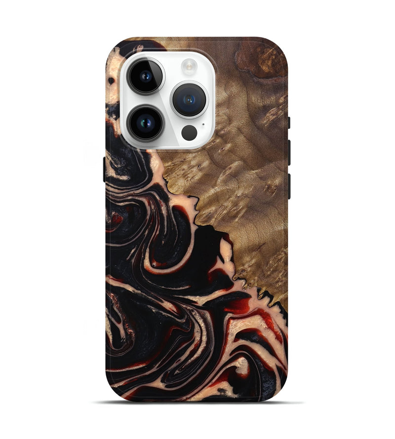 iPhone 15 Pro Wood+Resin Live Edge Phone Case - Paislee (Red, 683535)