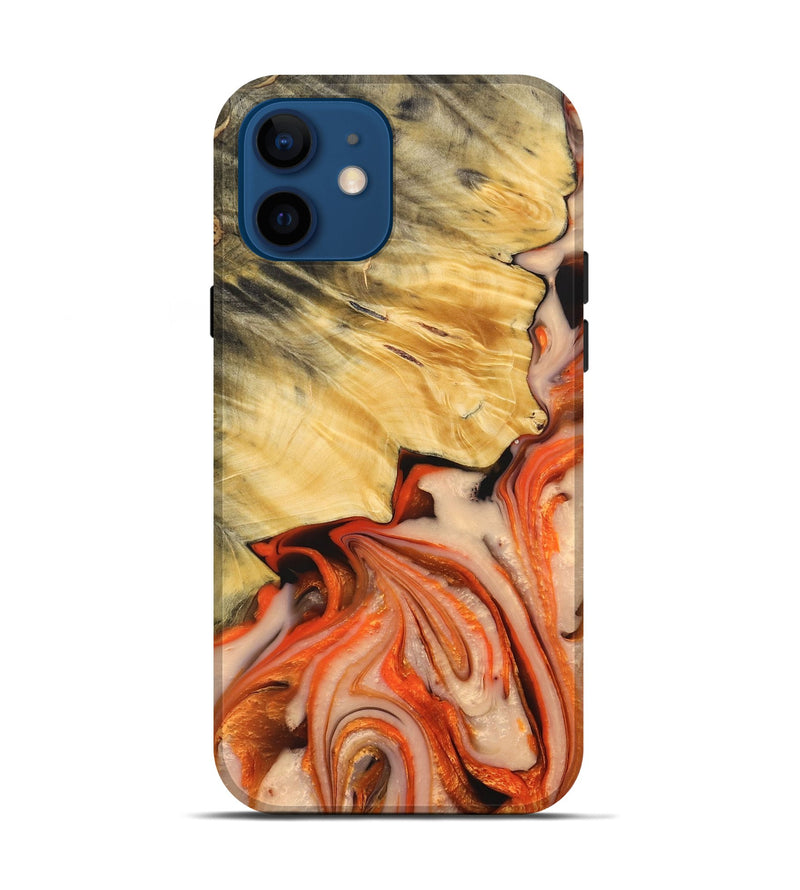 iPhone 12 Wood+Resin Live Edge Phone Case - Harmony (Red, 683541)