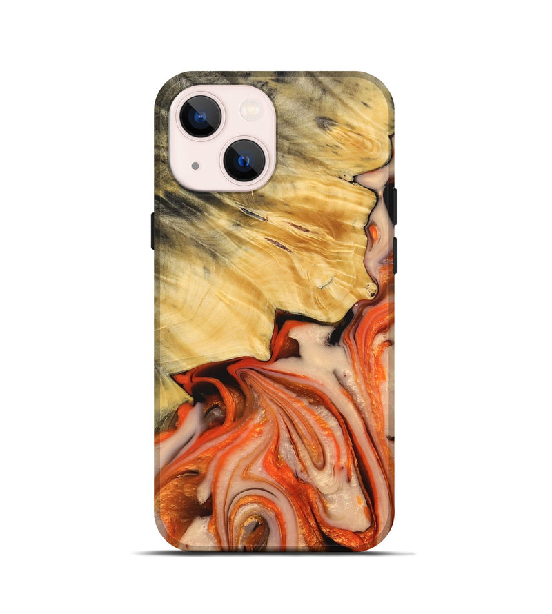 iPhone 13 mini Wood+Resin Live Edge Phone Case - Harmony (Red, 683541)