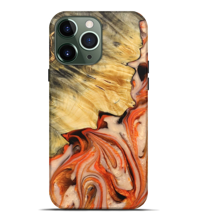 iPhone 13 Pro Max Wood+Resin Live Edge Phone Case - Harmony (Red, 683541)