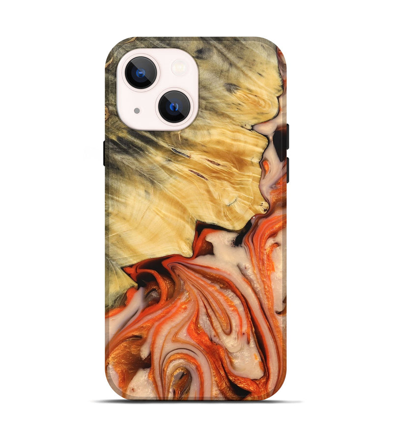 iPhone 14 Wood+Resin Live Edge Phone Case - Harmony (Red, 683541)