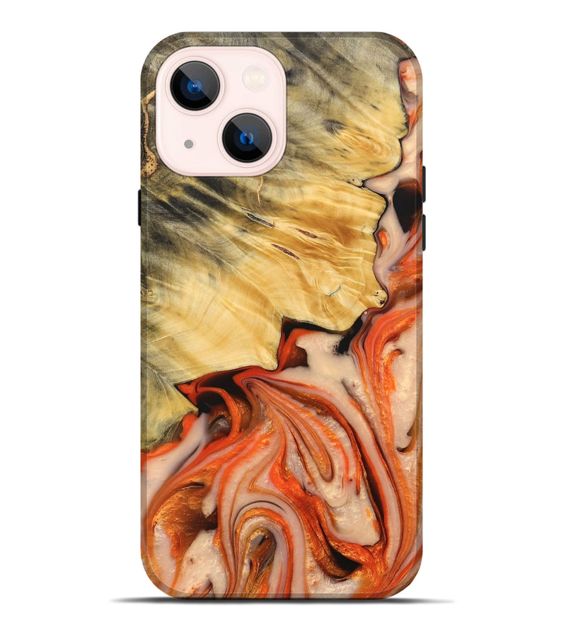 iPhone 14 Plus Wood+Resin Live Edge Phone Case - Harmony (Red, 683541)
