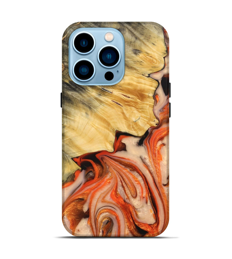 iPhone 14 Pro Wood+Resin Live Edge Phone Case - Harmony (Red, 683541)