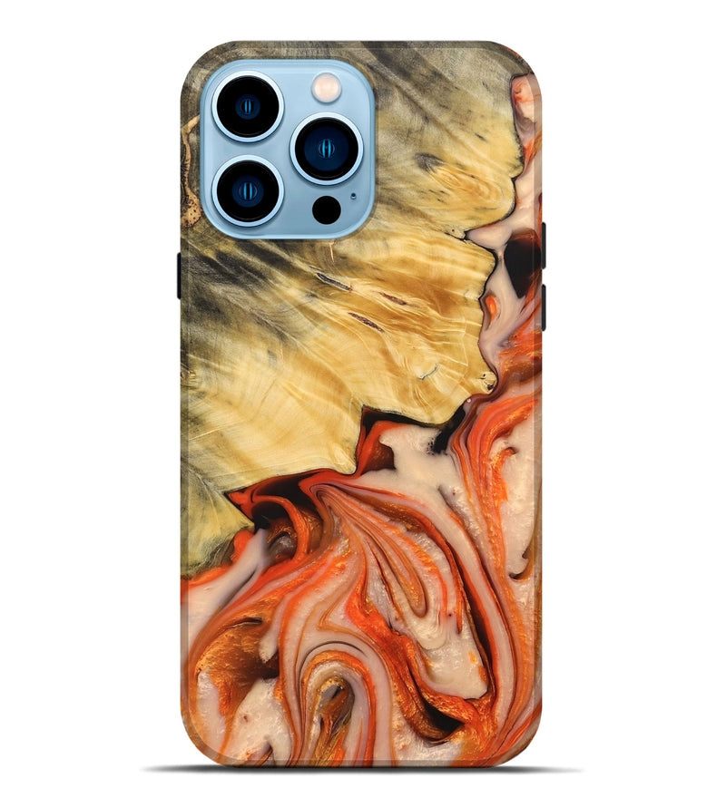 iPhone 14 Pro Max Wood+Resin Live Edge Phone Case - Harmony (Red, 683541)