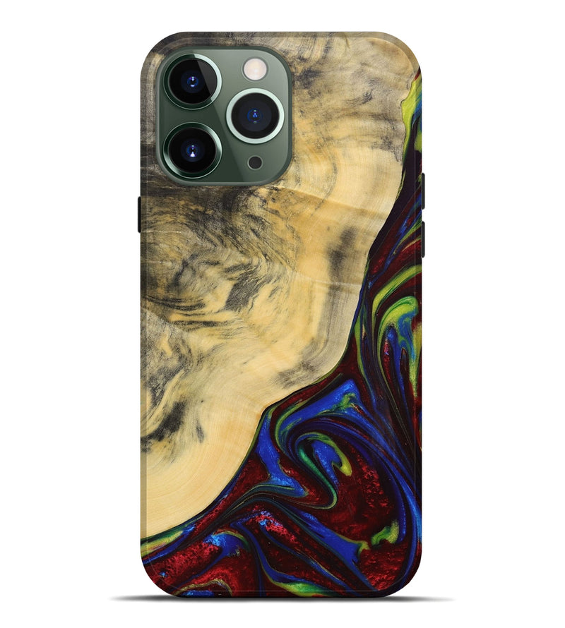 iPhone 13 Pro Max Wood+Resin Live Edge Phone Case - Dominique (Red, 683551)
