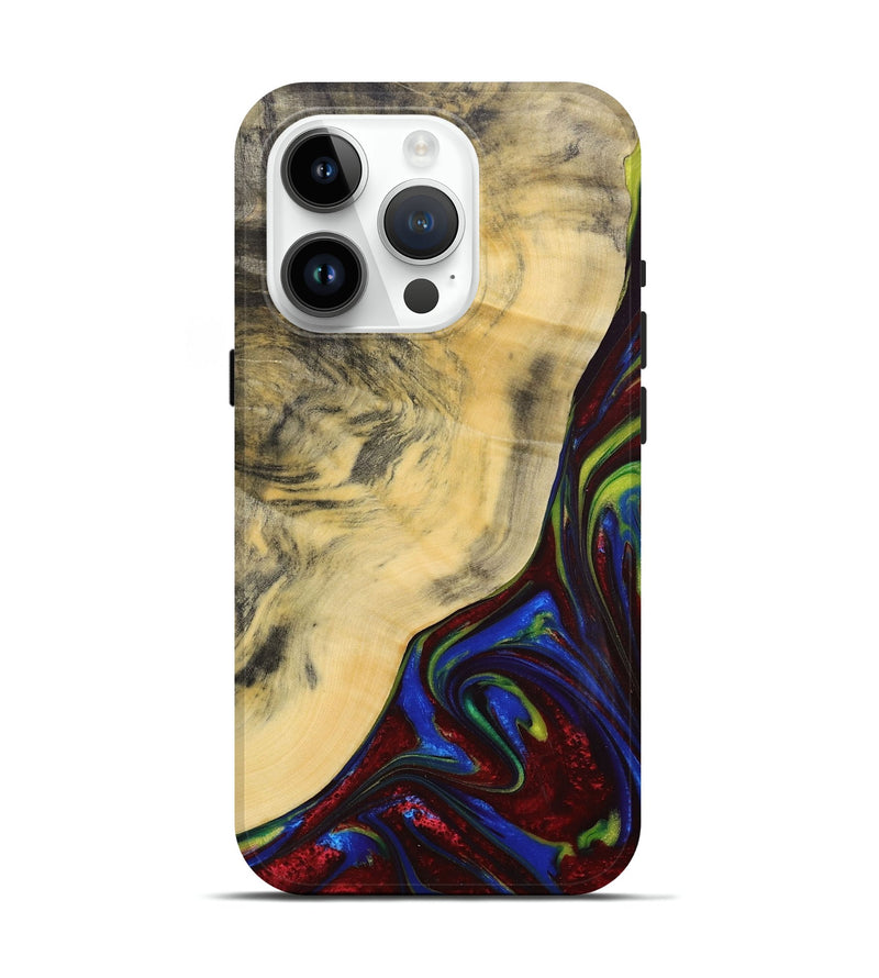 iPhone 15 Pro Wood+Resin Live Edge Phone Case - Dominique (Red, 683551)