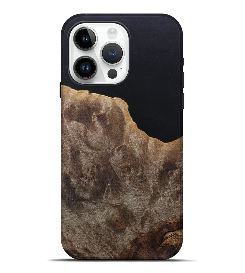 iPhone 15 Pro Max Wood+Resin Live Edge Phone Case - Brinley (Pure Black, 683584)