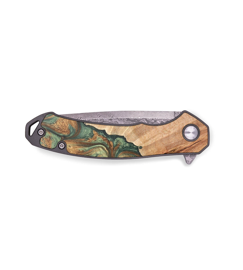 EDC Wood+Resin Pocket Knife - Mamie (Green, 683632)
