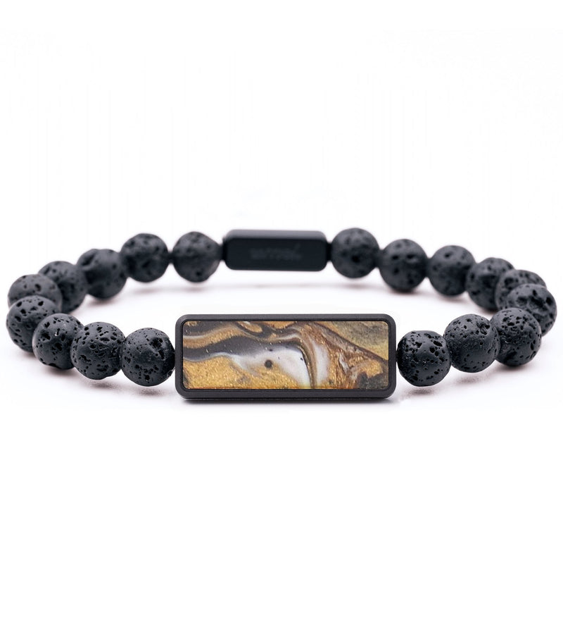 Lava Bead Wood+Resin Bracelet - Kristopher (Black & White, 683702)