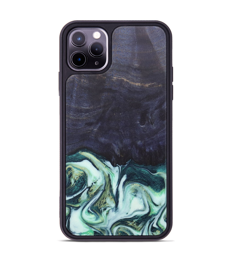 iPhone 11 Pro Max Wood+Resin Phone Case - Roy (Green, 684010)
