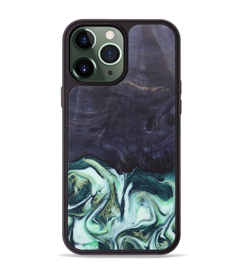 iPhone 13 Pro Max Wood+Resin Phone Case - Roy (Green, 684010)