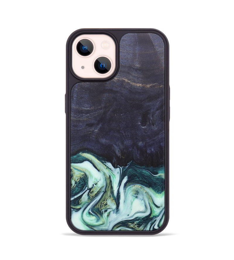 iPhone 14 Wood+Resin Phone Case - Roy (Green, 684010)