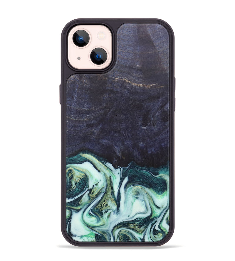 iPhone 14 Plus Wood+Resin Phone Case - Roy (Green, 684010)