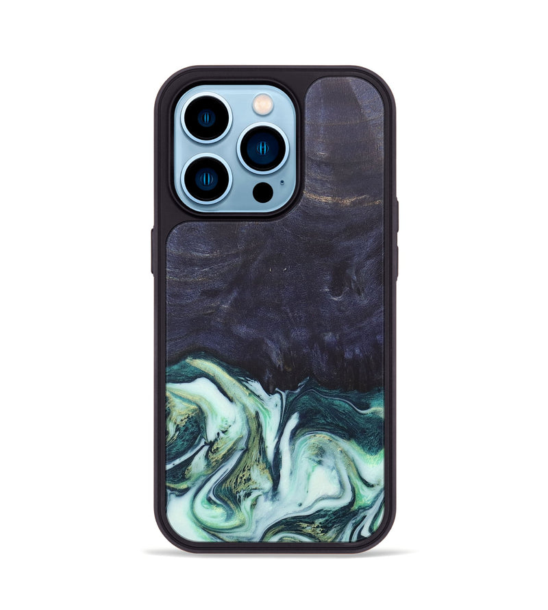 iPhone 14 Pro Wood+Resin Phone Case - Roy (Green, 684010)