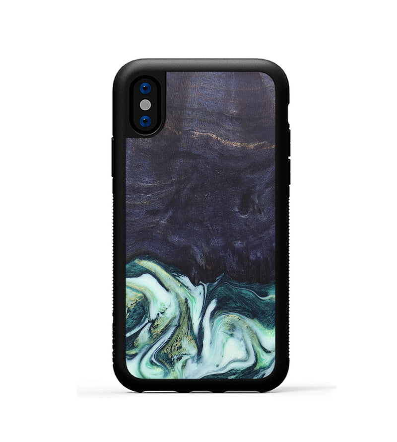 iPhone Xs Wood+Resin Phone Case - Roy (Green, 684010)
