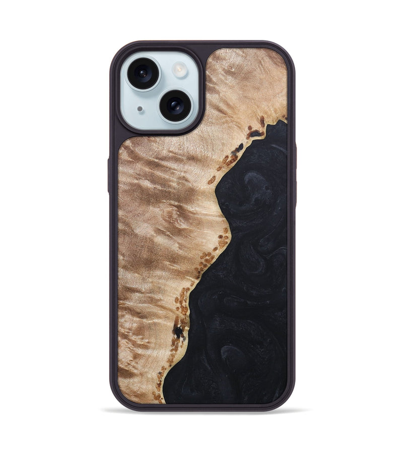 iPhone 15 Wood+Resin Phone Case - Emersyn (Pure Black, 684063)
