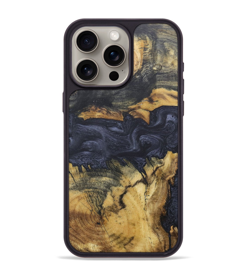 iPhone 15 Pro Max Wood+Resin Phone Case - Farrah (Pure Black, 684065)