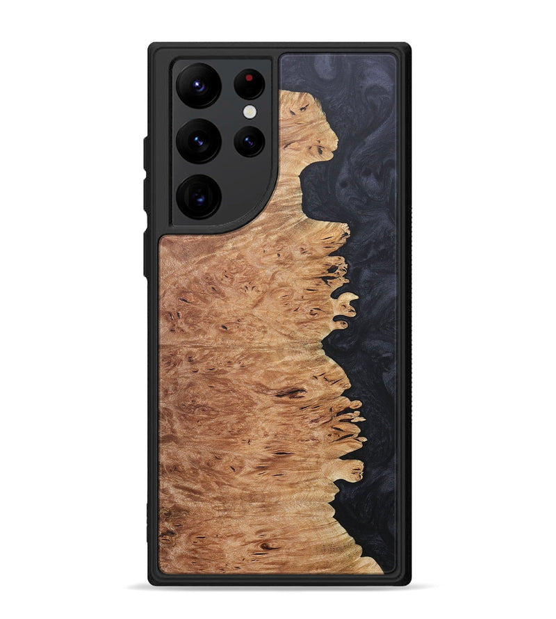 Galaxy S22 Ultra Wood+Resin Phone Case - Annabella (Pure Black, 684066)