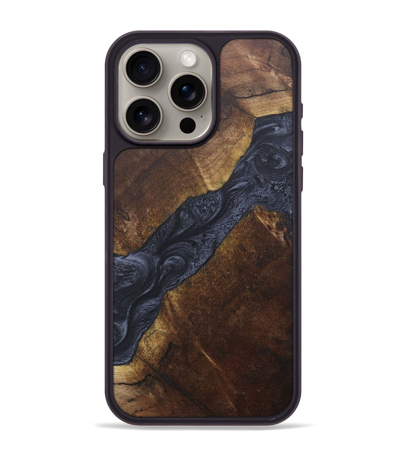 iPhone 15 Pro Max Wood+Resin Phone Case - Ariel (Pure Black, 684068)
