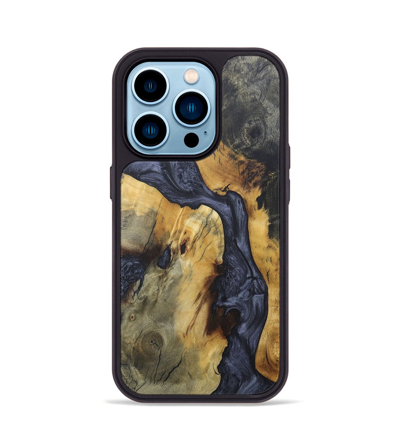 iPhone 14 Pro Wood+Resin Phone Case - Alessandra (Pure Black, 684071)