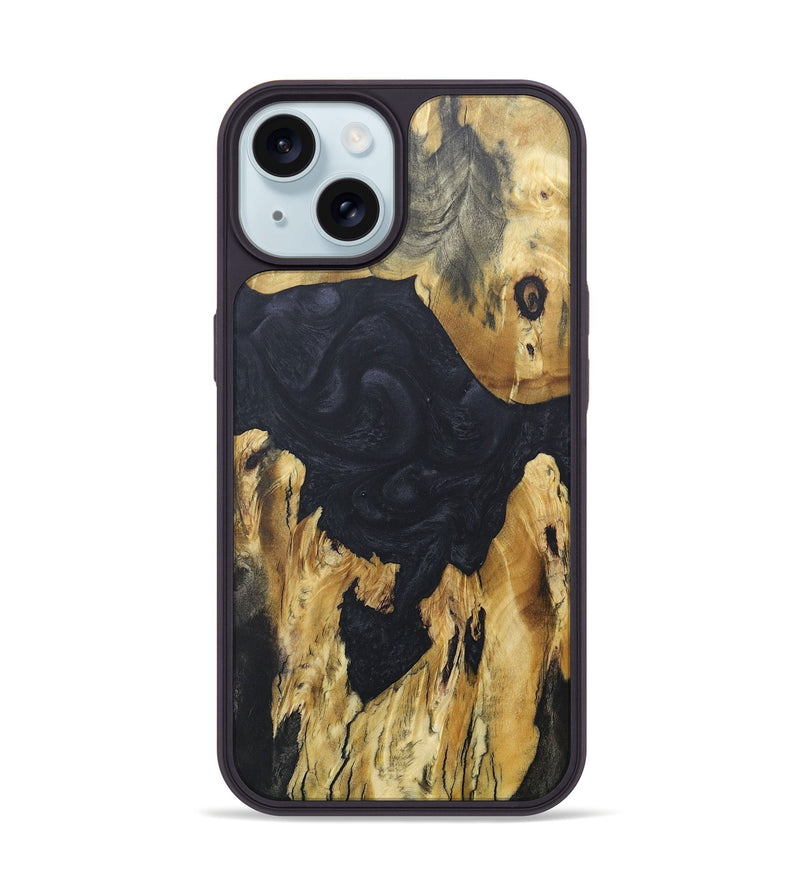 iPhone 15 Wood+Resin Phone Case - Nikki (Pure Black, 684074)