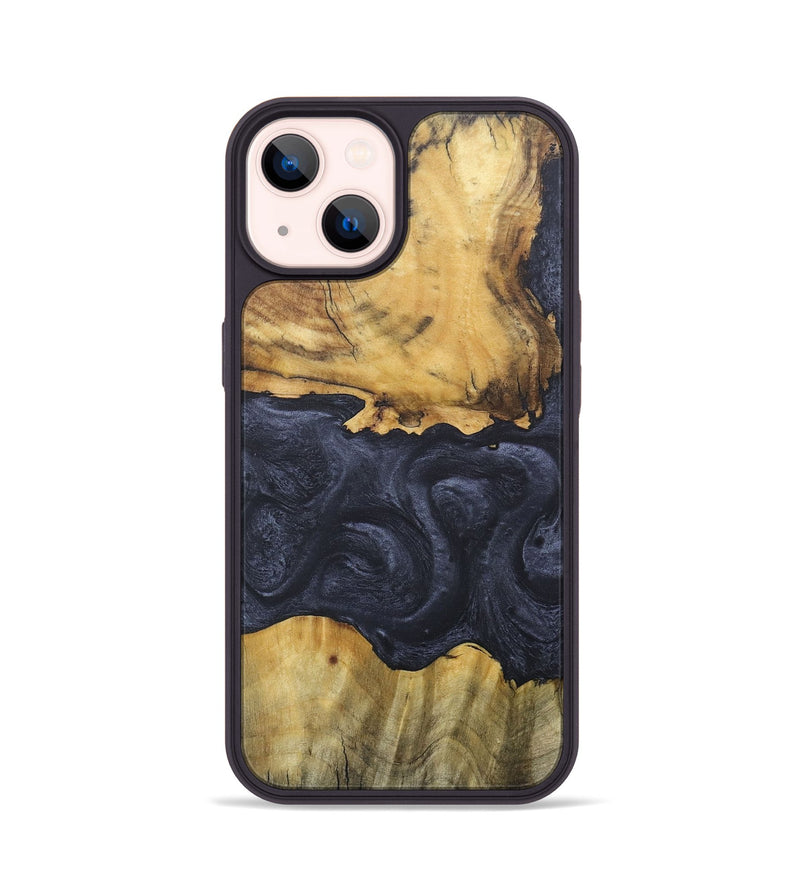 iPhone 14 Wood+Resin Phone Case - Corinne (Pure Black, 684076)