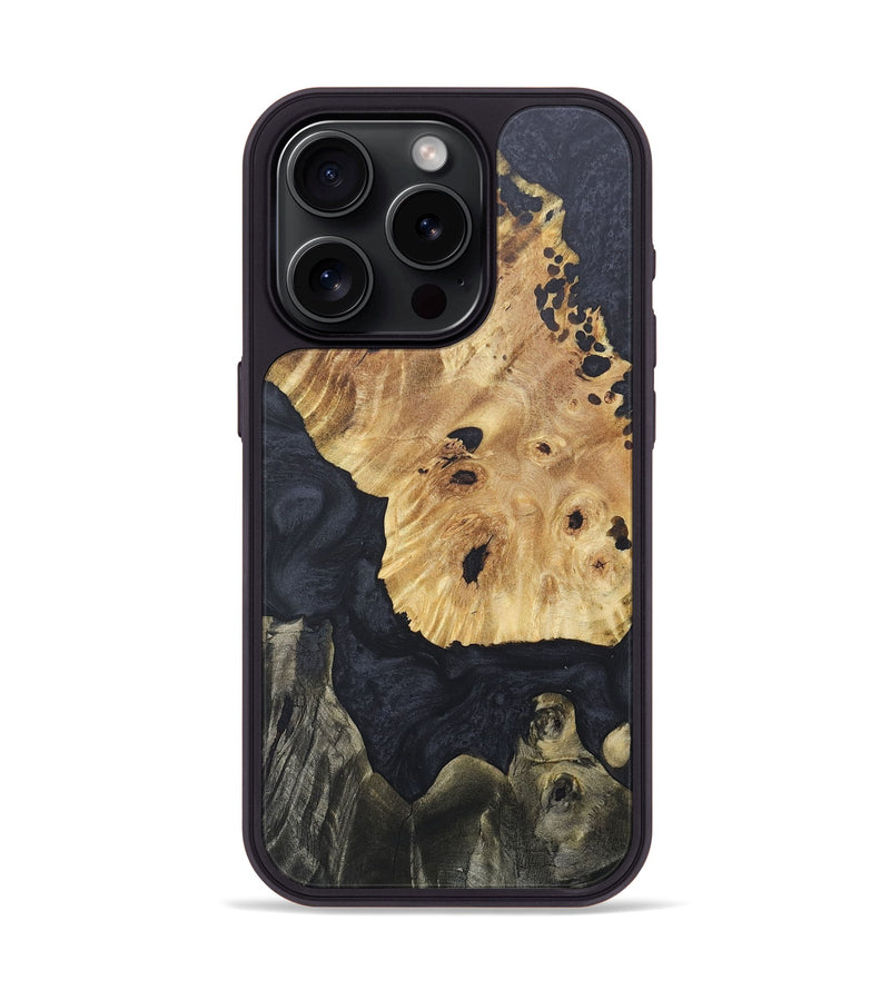 iPhone 15 Pro Wood+Resin Phone Case - Barbara (Pure Black, 684077)