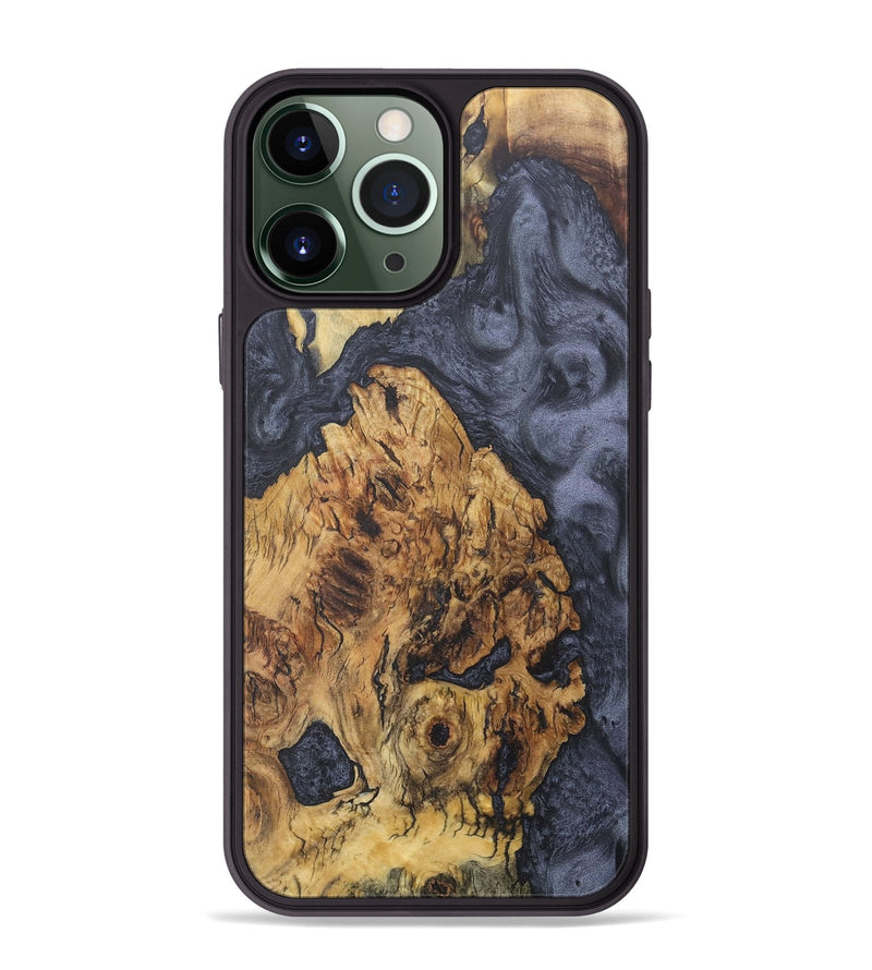 iPhone 13 Pro Max Wood+Resin Phone Case - Katie (Pure Black, 684079)