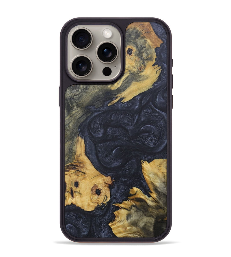 iPhone 15 Pro Max Wood+Resin Phone Case - Essie (Pure Black, 684080)