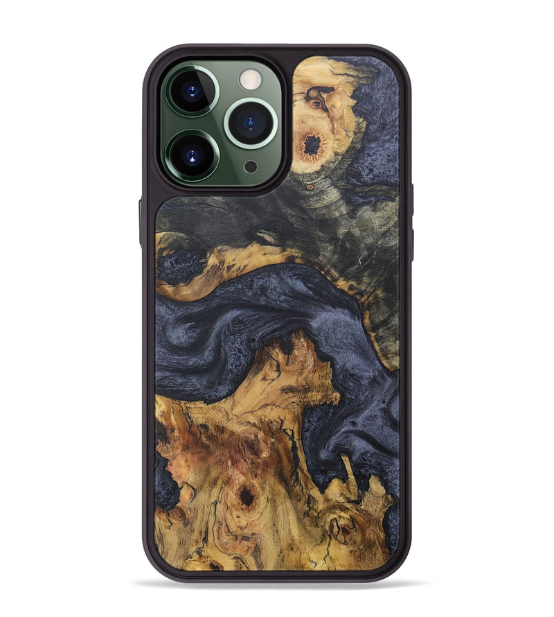 iPhone 13 Pro Max Wood+Resin Phone Case - Christi (Pure Black, 684081)