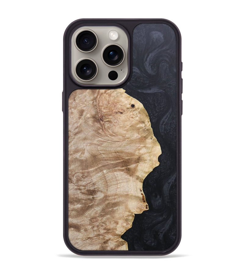 iPhone 15 Pro Max Wood+Resin Phone Case - Nellie (Pure Black, 684084)
