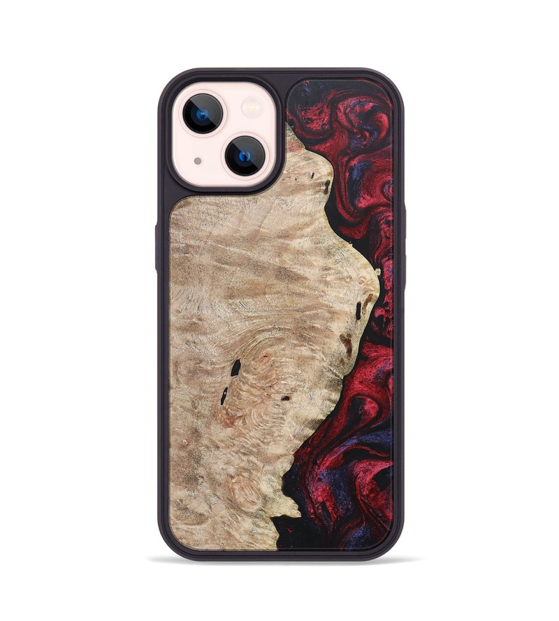 iPhone 14 Wood+Resin Phone Case - Barbara (Red, 684099)