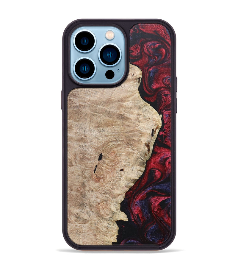 iPhone 14 Pro Max Wood+Resin Phone Case - Barbara (Red, 684099)