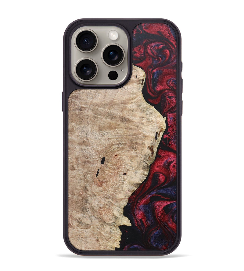 iPhone 15 Pro Max Wood+Resin Phone Case - Barbara (Red, 684099)