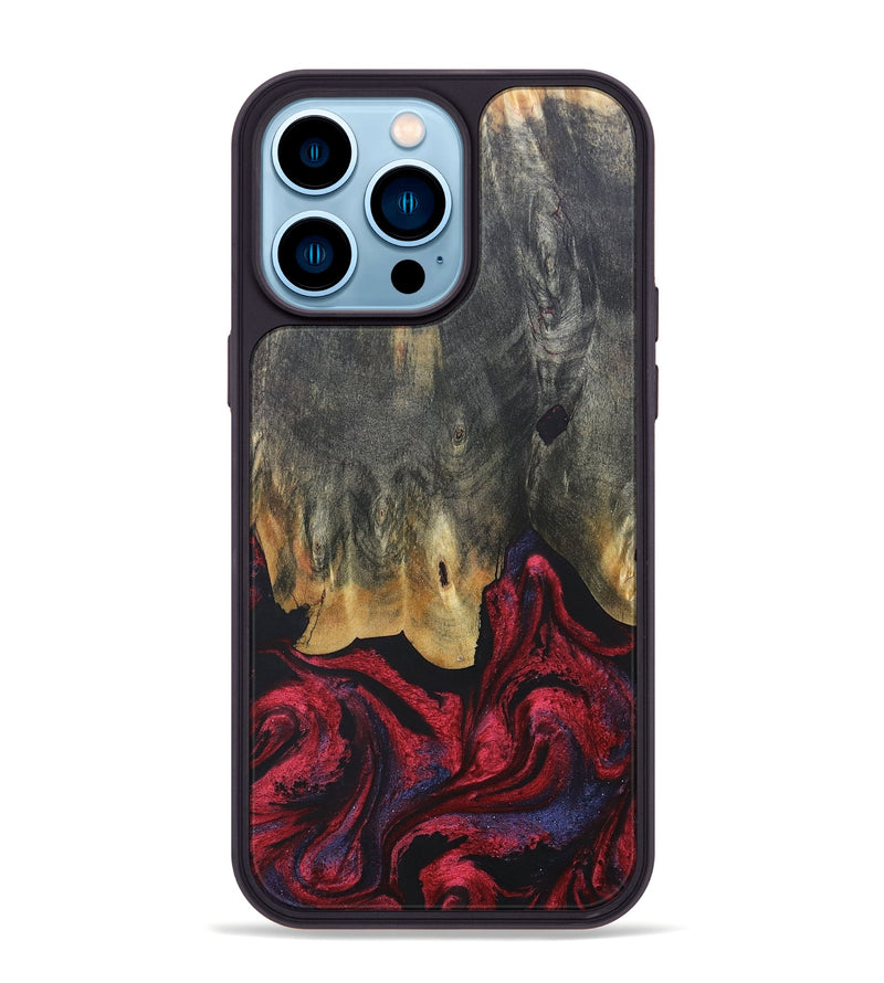 iPhone 14 Pro Max Wood+Resin Phone Case - Joaquin (Red, 684102)