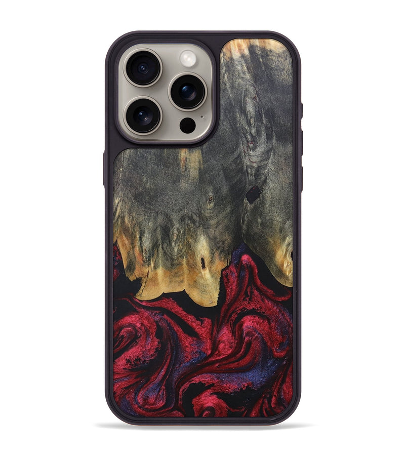 iPhone 15 Pro Max Wood+Resin Phone Case - Joaquin (Red, 684102)