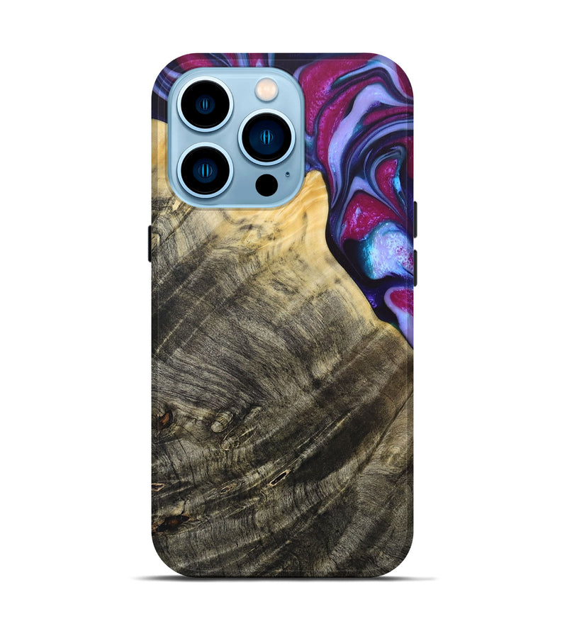 iPhone 14 Pro Wood+Resin Live Edge Phone Case - Eugene (Purple, 684169)