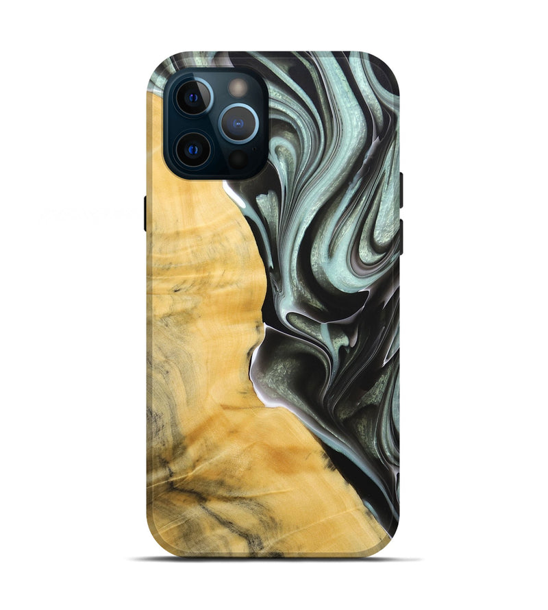 iPhone 12 Pro Wood+Resin Live Edge Phone Case - Milton (Black & White, 684174)