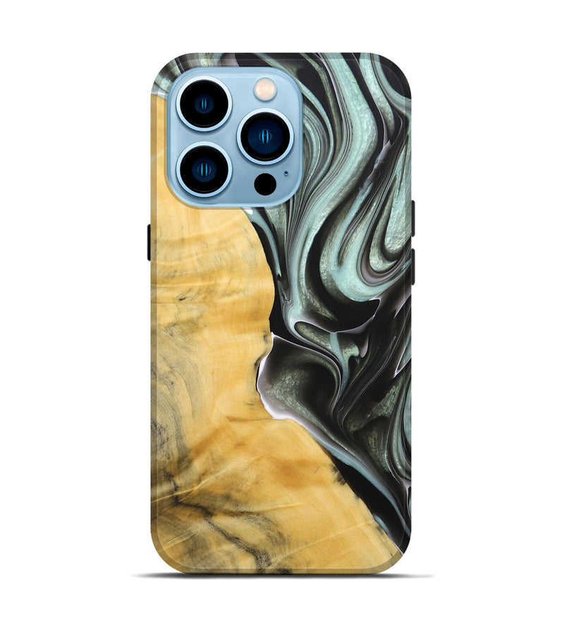 iPhone 14 Pro Wood+Resin Live Edge Phone Case - Milton (Black & White, 684174)
