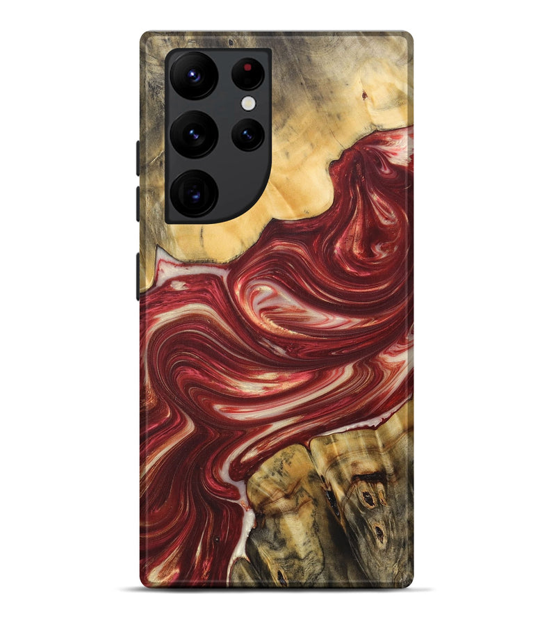 Galaxy S22 Ultra Wood+Resin Live Edge Phone Case - Keith (Red, 684327)