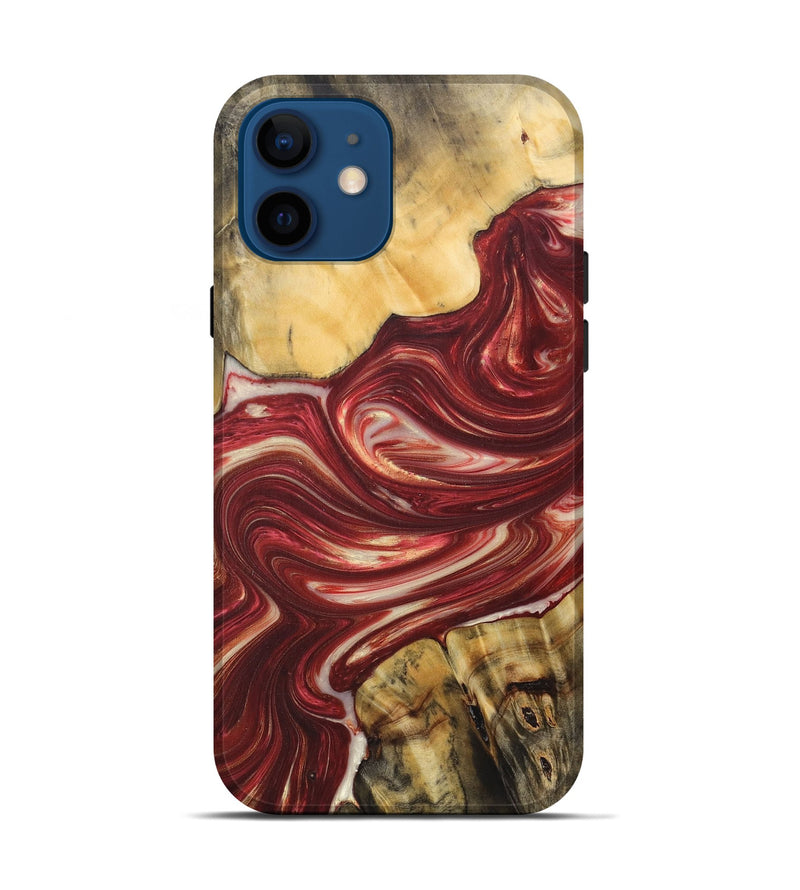 iPhone 12 Wood+Resin Live Edge Phone Case - Keith (Red, 684327)