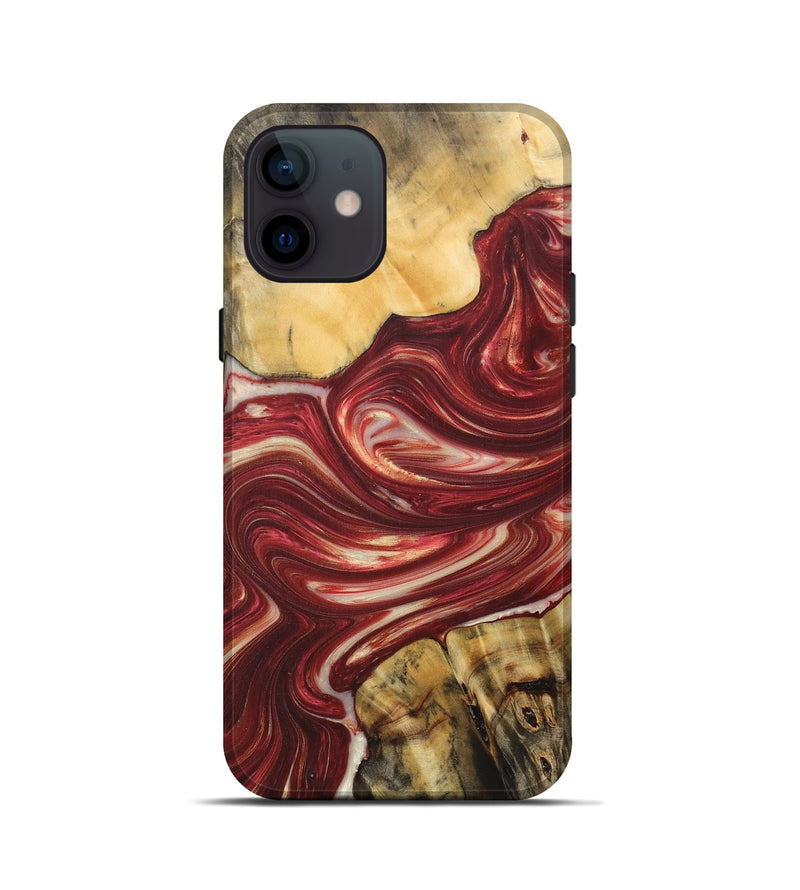 iPhone 12 mini Wood+Resin Live Edge Phone Case - Keith (Red, 684327)
