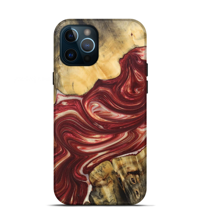 iPhone 12 Pro Wood+Resin Live Edge Phone Case - Keith (Red, 684327)