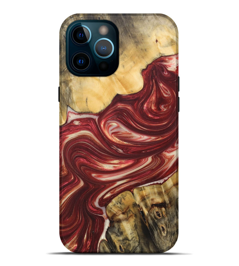 iPhone 12 Pro Max Wood+Resin Live Edge Phone Case - Keith (Red, 684327)