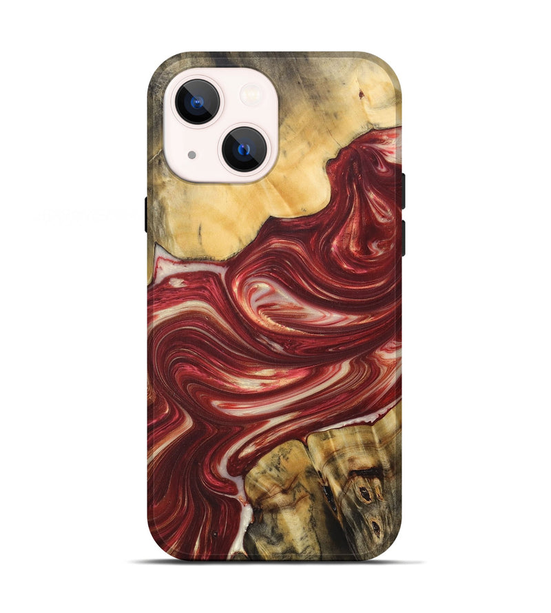 iPhone 13 Wood+Resin Live Edge Phone Case - Keith (Red, 684327)