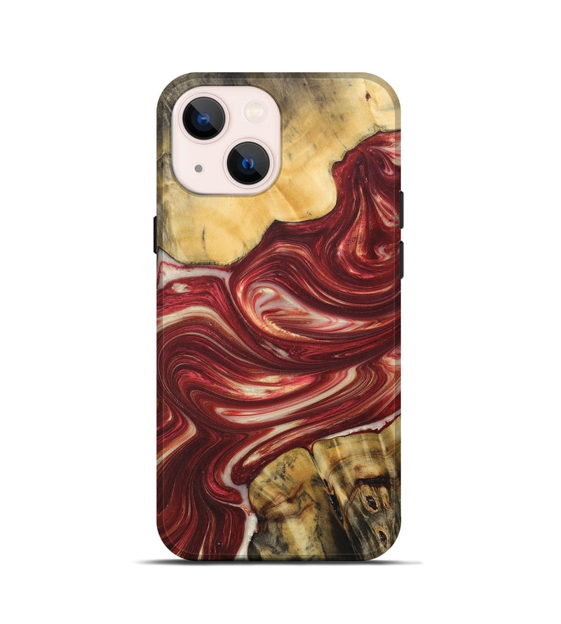 iPhone 13 mini Wood+Resin Live Edge Phone Case - Keith (Red, 684327)